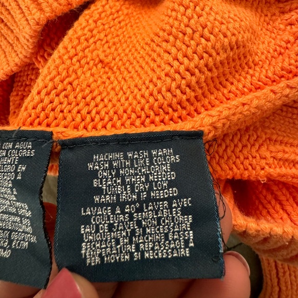 Kid’s Polo By Ralph Lauren Orange 3/4 Zip Sweater Size Small - Picture 6 of 7